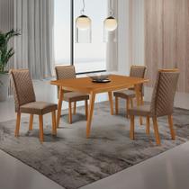 Mesa de Jantar Copper 120 cm Tampo MDF Canto copo Laminado com 4 Cadeiras Lira