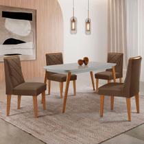 Mesa De Jantar Copper 120cm Mdf Vidro Com 4 Cadeiras Moderna Veludo Marrom/nat/off/serig. Off Mesa De Jantar Copper 120cm Mdf Vidro Com 4 Cadeiras Moderna Veludo Marrom/nat/off/serig. Off