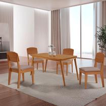 Mesa de Jantar Copper 120cm Tampo Canto Copo MDF com 4 Cadeiras Copper Moderna Mobília