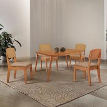 Mesa de Jantar Copper 120cm Tampo Canto Copo MDF Laminado com 4 Cadeiras Copper Premium Moderna Mobília