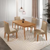 Mesa de Jantar Copper 120cm Tampo Canto MDF com 4 Cadeiras Eloise Moderna Mobilia