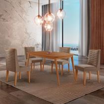 Mesa de Jantar Copper 120cm Tampo Canto MDF com 4 Cadeiras Safira Moderna Mobília