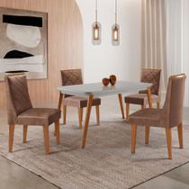 Mesa de Jantar Copper 120cm Tampo Canto MDF Vidro com 4 Cadeiras Isadora Moderna Mobilia