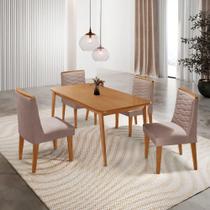 Mesa De Jantar Copper 120cm Tampo Mdf Com 4 Cadeiras Eloise Linho Capuccino/naturale/naturale Mesa De Jantar Copper 120cm Tampo Mdf Com 4 Cadeiras Eloise Linho Capuccino/naturale/naturale