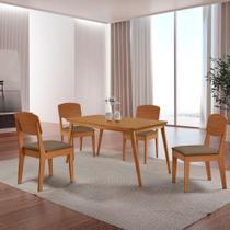 Mesa De Jantar Copper 120cm Tampo Mdf Com 4 Cadeiras Moderna Veludo Capuccino/naturalle/naturalle