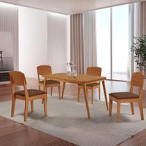 Mesa De Jantar Copper 120cm Tampo Mdf Com 4 Cadeiras Moderna Veludo Marrom/naturalle/naturalle Mesa De Jantar Copper 120cm Tampo Mdf Com 4 Cadeiras Moderna Veludo Marrom/naturalle/naturalle