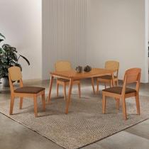 Mesa De Jantar Copper 120cm Tampo Mdf Laminado 4 Cadeiras Veludo Marrom/naturalle/naturalle