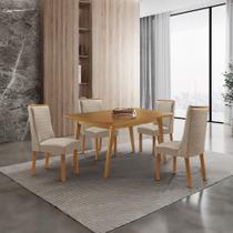 Mesa de Jantar Copper 120cm Tampo MDF Laminado Canto Copo com 4 Cadeiras Carolina