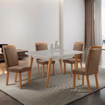 Mesa de Jantar Copper 120cm Tampo MDF Vidro Canto Copo com 4 Cadeiras Aline Mesa de Jantar Copper 120cm Tampo MDF Vidro Canto Copo com 4 Cadeiras Aline