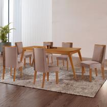Mesa de Jantar Copper 180cm Madeira com 6 Cadeiras Diane MDF Moderna Mobília