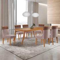 Mesa de Jantar Copper 180cm Tampo Canto Copo MDF com 6 Cadeiras Andes Moderna Mobília
