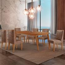 Mesa De Jantar Copper 180cm Tampo Mdf Com 6 Cadeiras Moderna Tork/naturale/naturale