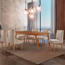 Mesa De Jantar Copper 180cm Tampo Mdf Com 6 Cadeiras Moderna Veludo Creme/naturalle/naturalle Mesa De Jantar Copper 180cm Tampo Mdf Com 6 Cadeiras Moderna Veludo Creme/naturalle/naturalle