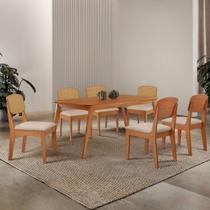 Mesa De Jantar Copper 180cm Tampo Mdf Laminado 6 Cadeiras Veludo Creme/naturalle/naturalle - MODERNA Mesa De Jantar Copper 180cm Tampo Mdf Laminado 6 Cadeiras Veludo Creme/naturalle/naturalle - MODERNA
