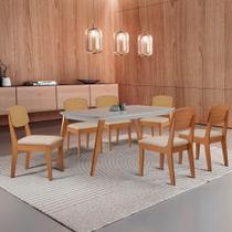 Mesa De Jantar Copper 180cm Tampo Mdf Vidro 6 Cadeiras Veludo Creme /off /naturale /serig Off - MODERNA Mesa De Jantar Copper 180cm Tampo Mdf Vidro 6 Cadeiras Veludo Creme /off /naturale /serig Off - MODERNA