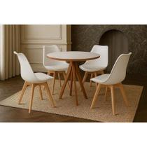 Mesa De Jantar Dallas - Tampo Branco - 4 Cadeiras Brancas -leda Mesa De Jantar Dallas - Tampo Branco - 4 Cadeiras Brancas -leda