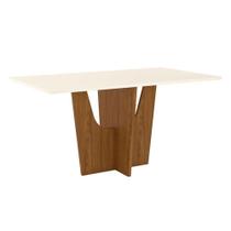 Mesa De Jantar Danielly 160 Cm Tampo Reto Nature Off White - Henn