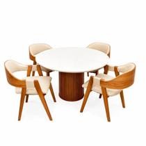 Mesa de Jantar Dara 110cm Redonda com Vidro e 4 Cadeiras Perola em Linho Madeira Lj Móveis Cor Cinamomo Off White com Tecido Bege Mesa de Jantar Dara 110cm Redonda com Vidro e 4 Cadeiras Perola em Linho Madeira Lj Móveis Cor Cinamomo Off White com Tecido Bege