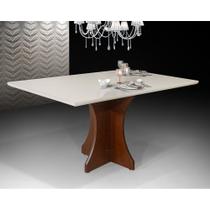 Mesa de Jantar de Madeira com Vidro 120x80 Luna Off-white - QUALITY