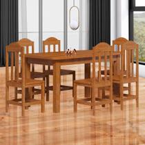 Mesa de jantar de madeira maciça com 6 cadeiras - Marrom Safira Nemargi