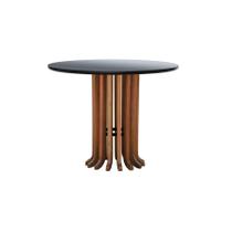 Mesa de Jantar Denver Amêndoa Tampo Ø120 MDF com vidro Tampo Ø120 MDF Preto/Vidro Preto Mesa de Jantar Denver Amêndoa Tampo Ø120 MDF com vidro Tampo Ø120 MDF Preto/Vidro Preto