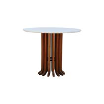 Mesa De Jantar Denver Tampo Redondo ø100 Amêndoa-branco Mesa De Jantar Denver Tampo Redondo ø100 Amêndoa-branco