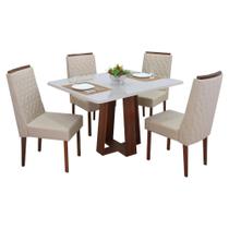 Mesa de Jantar Diana Retangular Madeira 4 Cadeiras C/ Apliques
