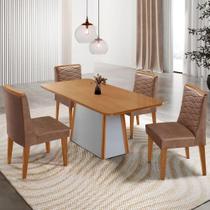 Mesa De Jantar Diane 120cm Tampo Mdf Lam 4 Cade Eloise Moderna Tork Naturale Off White