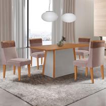 Mesa De Jantar Diane 120cm Tampo Mdf Lam 4 Cadeiras Andes Moderna Linho Capuccino Tork Naturale Off White