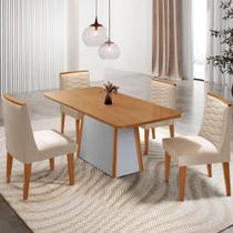 Mesa De Jantar Diane 120cm Tampo Mdf Lam 4 Cadeiras Eloise Moderna Veludo Creme Naturale Off White Mesa De Jantar Diane 120cm Tampo Mdf Lam 4 Cadeiras Eloise Moderna Veludo Creme Naturale Off White