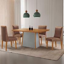 Mesa De Jantar Diane 120cm Tampo Mdf Lam 4 Cadeiras Lisboa Moderna Tork Naturale Off White