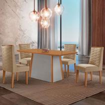 Mesa De Jantar Diane 120cm Tampo Mdf Lam 4 Cadeiras Safira Moderna Turim 07 Naturale Off White