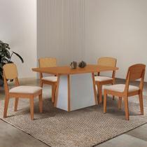 Mesa de Jantar Diane 120cm Tampo MDF Laminado com 4 Cadeiras Copper Premium Moderna Mobília