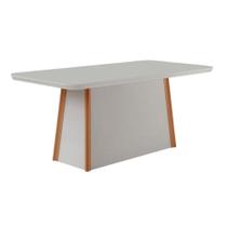 Mesa De Jantar Diane 180cm Tampo Mdf E Vidro Canto Copo Naturalle /off White /serig. Off