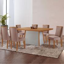 Mesa De Jantar Diane 180cm Tampo Mdf Lam 6 Cadeiras Diane Moderna Linho Capuccino Tork Naturale Off White Mesa De Jantar Diane 180cm Tampo Mdf Lam 6 Cadeiras Diane Moderna Linho Capuccino Tork Naturale Off White
