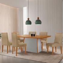 Mesa De Jantar Diane 180cm Tampo Mdf Lam 6 Cadeiras Lisboa Moderna Turim 07 Naturale Off White