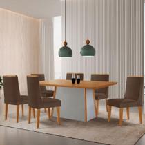 Mesa De Jantar Diane 180cm Tampo Mdf Lam 6 Cadeiras Lisboa Moderna Veludo Marrom Naturale Off White Mesa De Jantar Diane 180cm Tampo Mdf Lam 6 Cadeiras Lisboa Moderna Veludo Marrom Naturale Off White