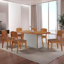 Mesa de Jantar Diane 180cm Tampo MDF Laminado Canto Copo com 6 Cadeiras Copper - Moderna Mobilia