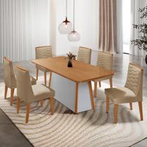 Mesa de Jantar Diane 180cm Tampo MDF Laminado com 6 Cadeiras Eloise Moderna Mobília