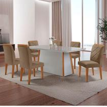 Mesa de Jantar Diane 180cm Tampo MDF Vidro Canto Copo e 6 Cadeiras Melissa Mesa de Jantar Diane 180cm Tampo MDF Vidro Canto Copo e 6 Cadeiras Melissa