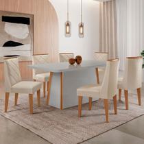 Mesa de Jantar Diane 180cm Tampo MDF Vidro com 6 Cadeiras Isadora Moderna Mobília Mesa de Jantar Diane 180cm Tampo MDF Vidro com 6 Cadeiras Isadora Moderna Mobília