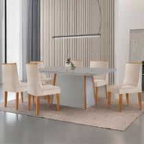 Mesa de Jantar Diane 180cm Tampo MDF Vidro com 6 Cadeiras Lisboa Moderna Mobília Mesa de Jantar Diane 180cm Tampo MDF Vidro com 6 Cadeiras Lisboa Moderna Mobília