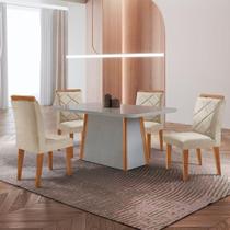 Mesa De Jantar Diane E 4 Cadeiras Melissa Moderna M... Veludo Creme/off/naturale/serig Off Com Vidro Mesa De Jantar Diane E 4 Cadeiras Melissa Moderna M... Veludo Creme/off/naturale/serig Off Com Vidro