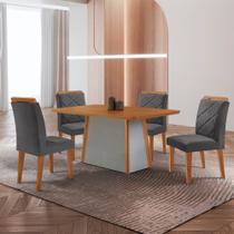 Mesa de Jantar Diane Tampo 120cm MDF Canto Copo e 4 Cadeiras Melissa Moderna Mobilia