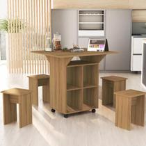 Mesa de jantar dobrável com bancos MDF- Vira aparador Jade Cor: Preta Mesa de jantar dobrável com bancos MDF- Vira aparador Jade Cor: Preta