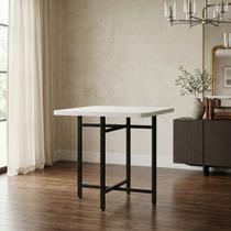 Mesa de Jantar Dobrável Quadrada 86x86cm com Base de Aço Pop Branco/Preto Mesa de Jantar Dobrável Quadrada 86x86cm com Base de Aço Pop Branco/Preto