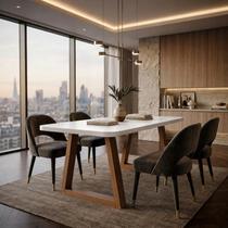 Mesa de Jantar Dobuê Gênova 160x90 em MDF com Tampo Fixo 40mm para Sala de Jantar e Copa Mesa de Jantar Dobuê Gênova 160x90 em MDF com Tampo Fixo 40mm para Sala de Jantar e Copa