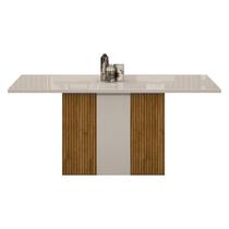 Mesa de Jantar Doha 160x80 Reto Freijó Decor Off White Leifer Móveis
