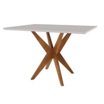 Mesa de Jantar Donna 120x90 Tampo Vidro Off White Madeira Cinamomo