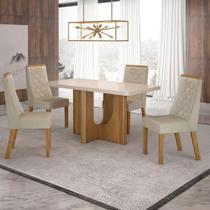 Mesa de Jantar Dora 120x80 Vidro 40mm Cinamomo Off White com kit 4 cadeiras Veludo Bege -Valdemóveis Mesa de Jantar Dora 120x80 Vidro 40mm Cinamomo Off White com kit 4 cadeiras Veludo Bege -Valdemóveis